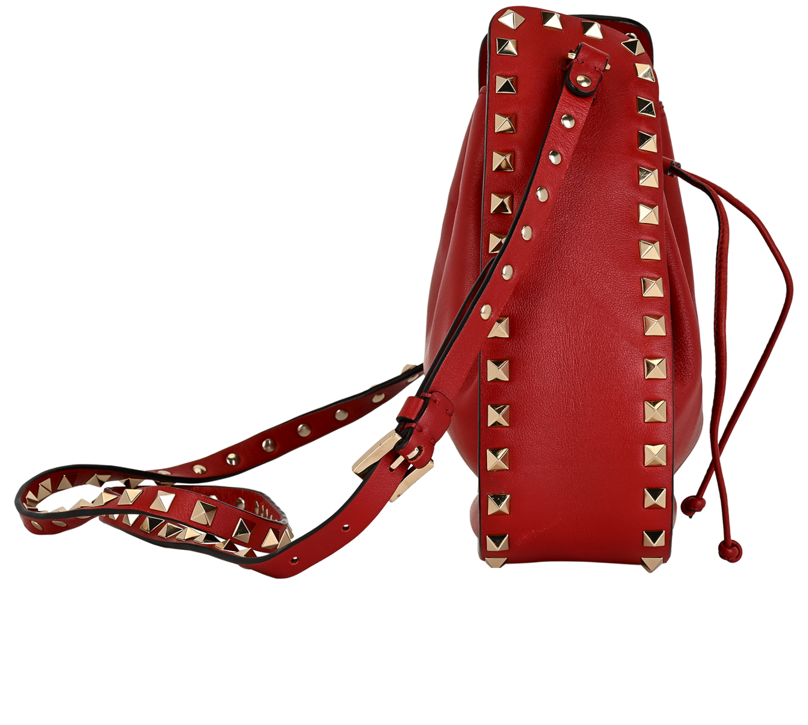 Rockstud Bucket Bag, &pound;420, Handbags, Red, Leather, Side view
